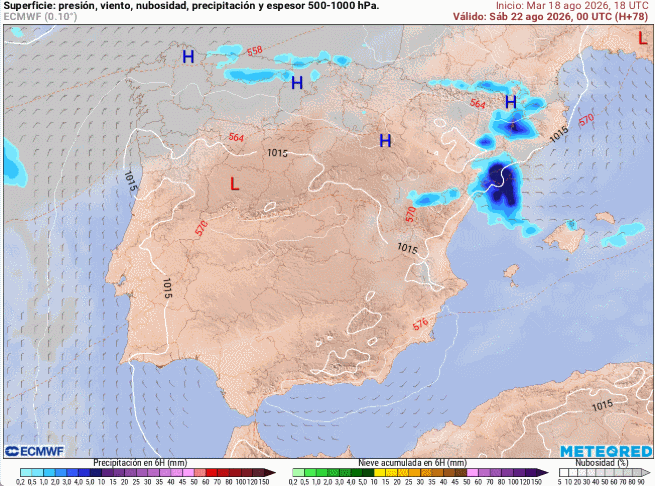ïdem que la imagen de arriba pero para el 22 y 23 de agosto. Tiempo.com