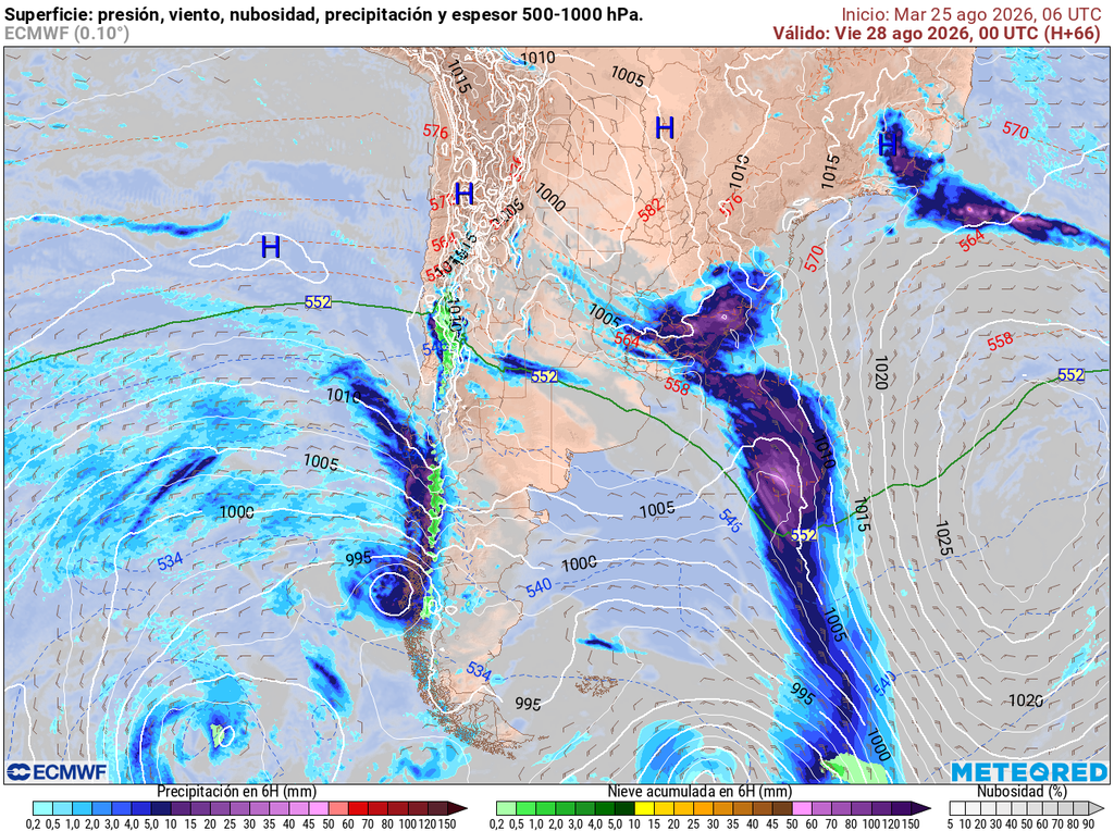 Llegada del segundo sistema frontal que reactivará las precipitaciones durante la jornada del viernes.