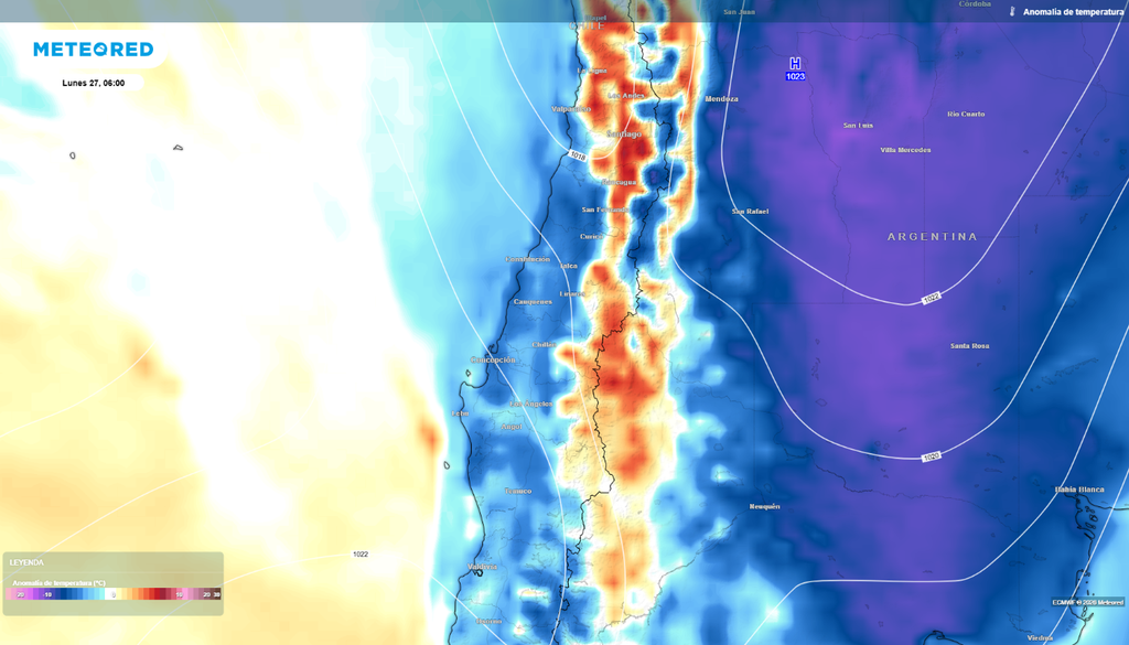 Las temperaturas por debajo del promedio se mantendrán presentes en sectores de la zona central de Chile hasta comienzos de semana.