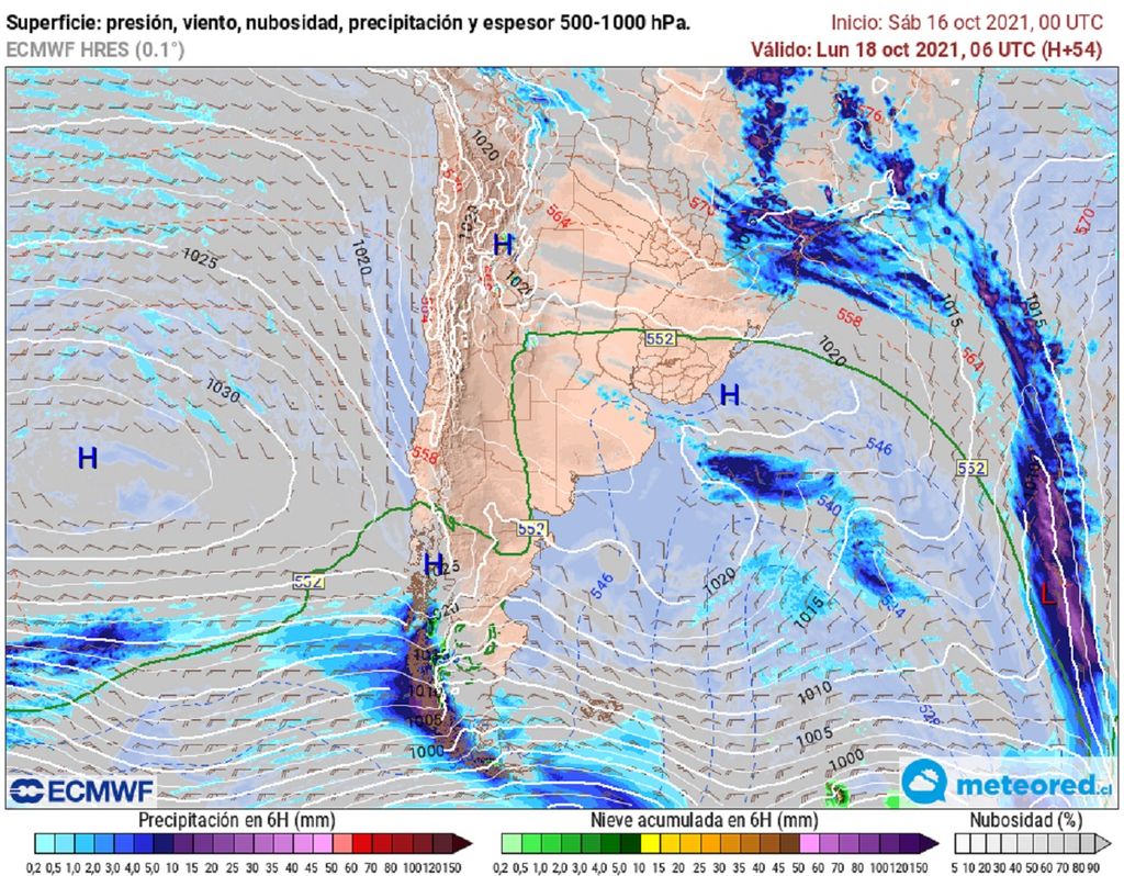 configuración sinóptica; modelo ECMWF configuración sinóptica; modelo ECMWF