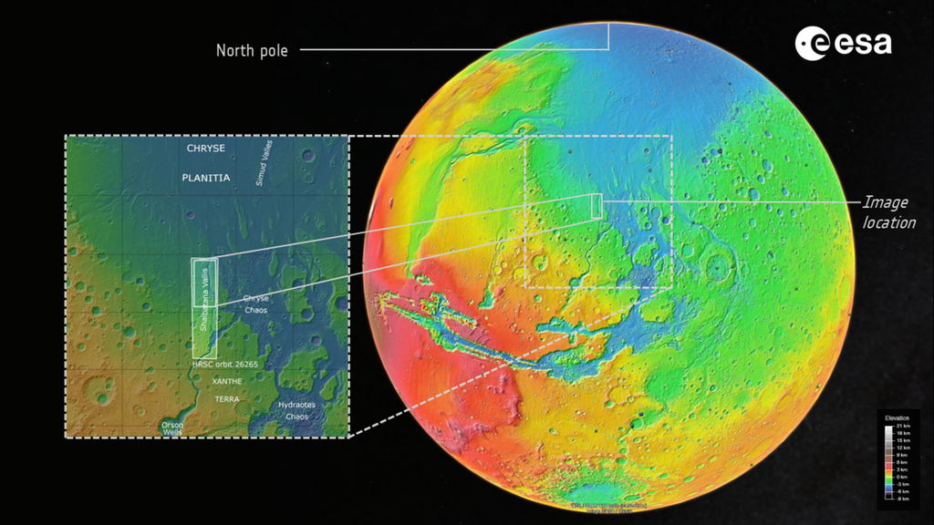 ¿Dónde se encuentra Shalbatana Vallis en Marte?. ESA