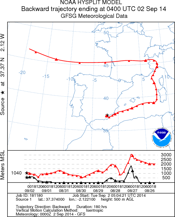 C. de Madrid Sureste españolFuente: NOAA