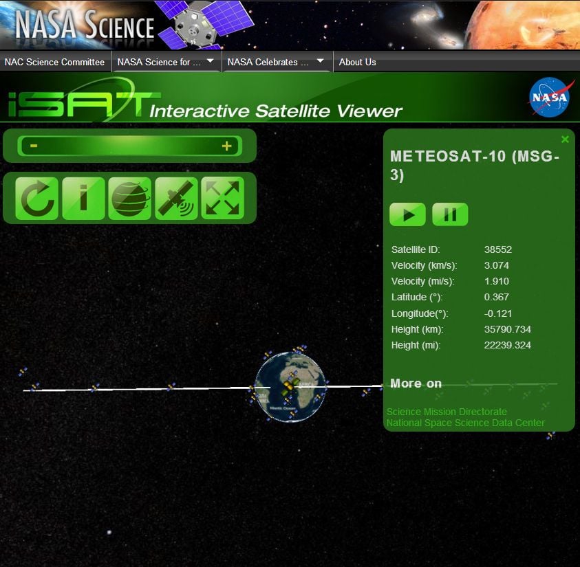 Vista general de bienvenida Seleccionando Meteosat-10