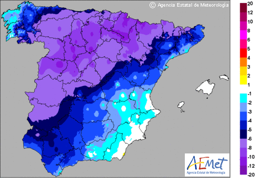 ¿entrada Invernal U Otoñal Del 13-14 De Mayo De 2013? Imagen del descenso de temperaturas máximas del 14 al 15 de mayo de 2013. Fuente: AEMET.