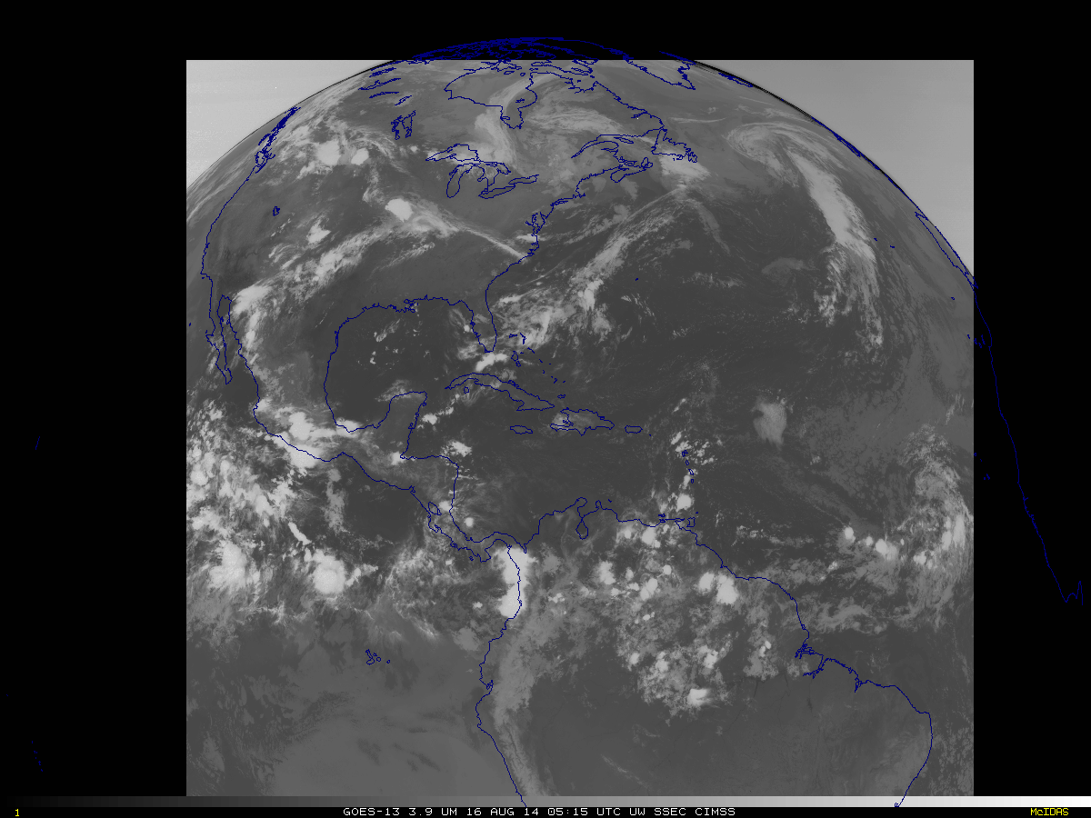 Imágenes del GOES-13 en el canal IR 3,9 micras imágenes. Imágenes del GOES-13 en el canal IR 3,9 micras imágenes.