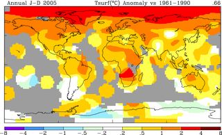 ¿Record de la temperatura global media en 2005?