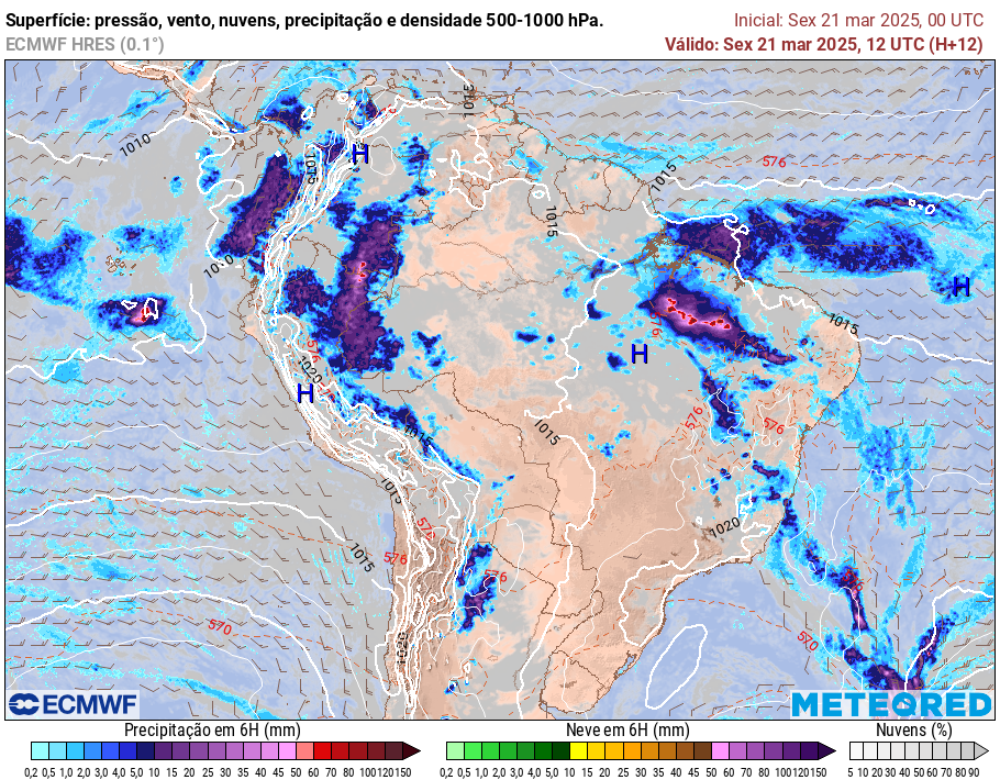 Modelos Brasil - ECMWF América do Sul - Lat(+10..-30)  | Meteored