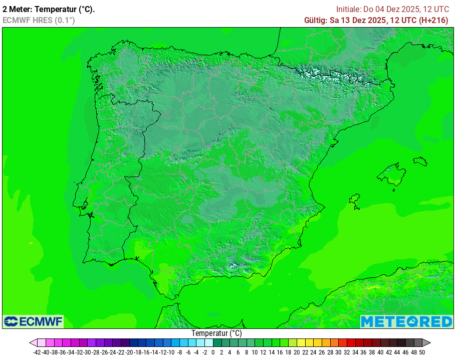 Temperaturen am Mittwoch auf dem Spanischen Festland und auf den Balearen