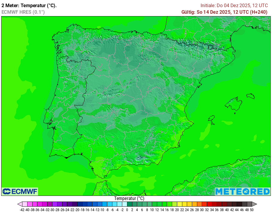 Mild/Warme Tageshöchstwerte am Donnerstag auf den Balearen und in Spanien auf dem Festland