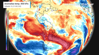 Anomalías de temperatura 850 hPa