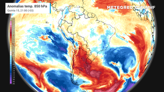 Anomalias de temperatura 850 hPa