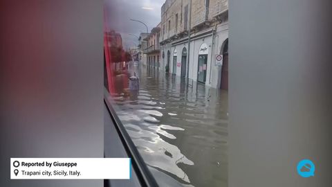 Fuertes inundaciones y lluvias en Trapani, Italia
