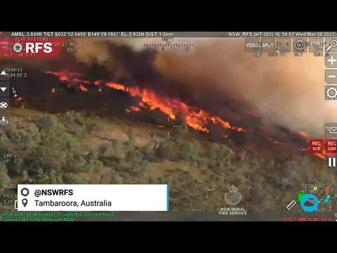Alerta extrema por incendios en Tambaroora, Australia.