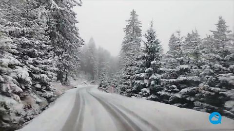 Importantes nevadas en el Parque Nacional Karkonosze, Polonia