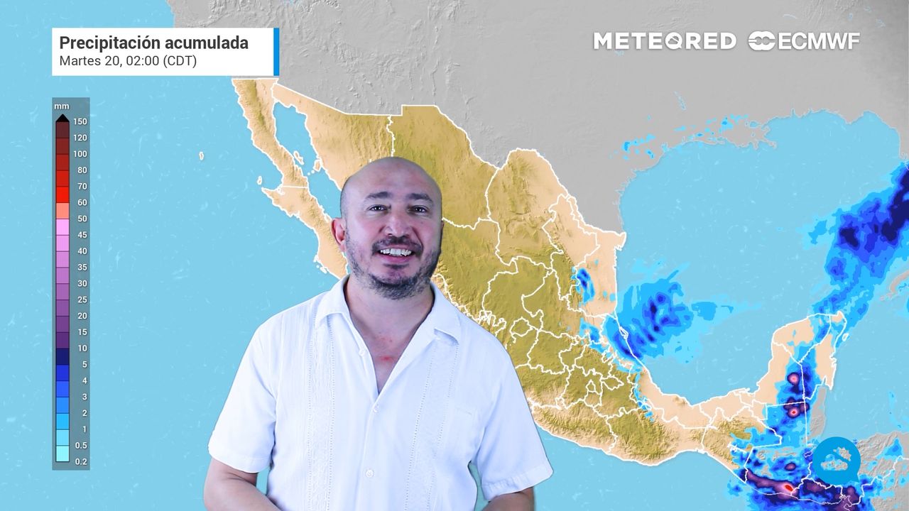 Tormentas con vientos fuertes y granizadas en el sureste de México.