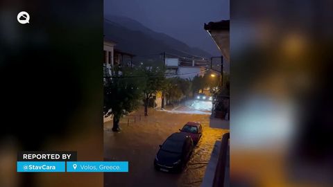 Der Sturm Elias verursacht in Volos, Griechenland, schwere Überschwemmungen.