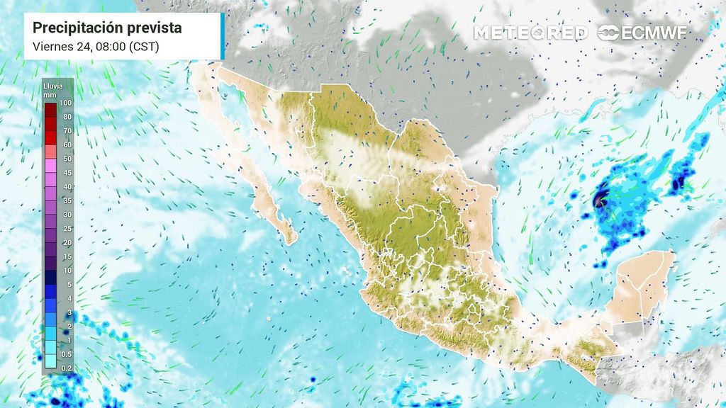 Frente frío número 12 se acerca a México.  Favorece la lluvia, el viento y el frío.