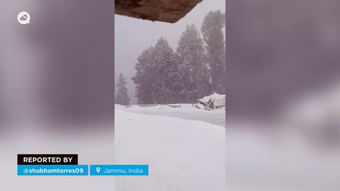 Importantes nevadas en Jammu, India.