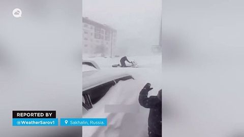 Fuertes nevadas en la ciudad de Vladivostok, Rusia.