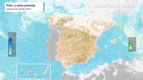 Persiste el tiempo anticiclónico en España, con nieblas y alguna lluvia dispersa. Habrá calima en Canarias.
