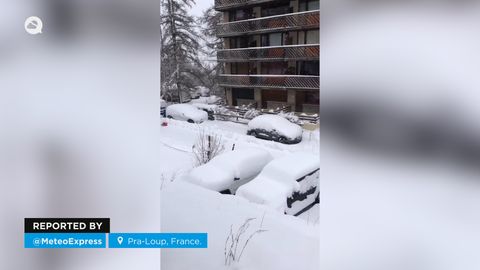 Importantes nevadas en Pra-Loup, Francia. 