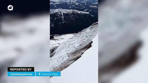 Espectacular alud de tipo basal en nieve húmeda en los Alpes franceses