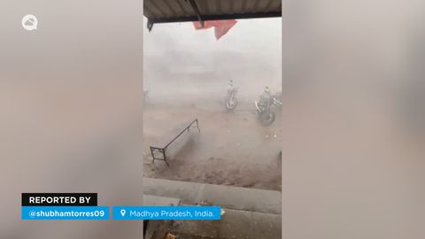 Fuertes granizadas en Madhya Pradesh, India.
