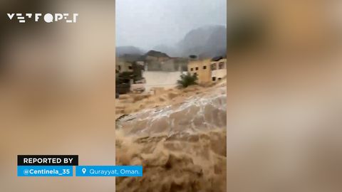 Graves inundaciones en Al-Qabil, Omán.
