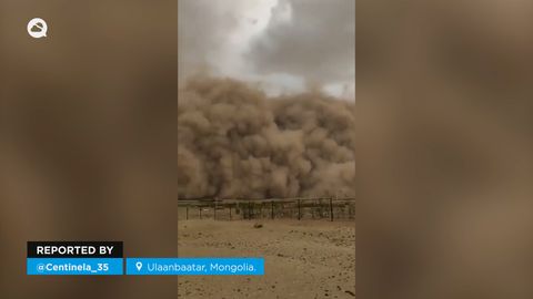 Impresionante tormenta de arena en Ulán Bator, Mongolia