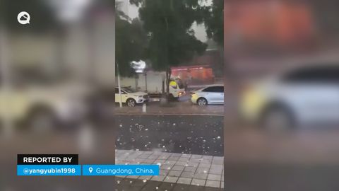 La caída de granizo gigante causa estragos en Guangdong y Guangxi, China