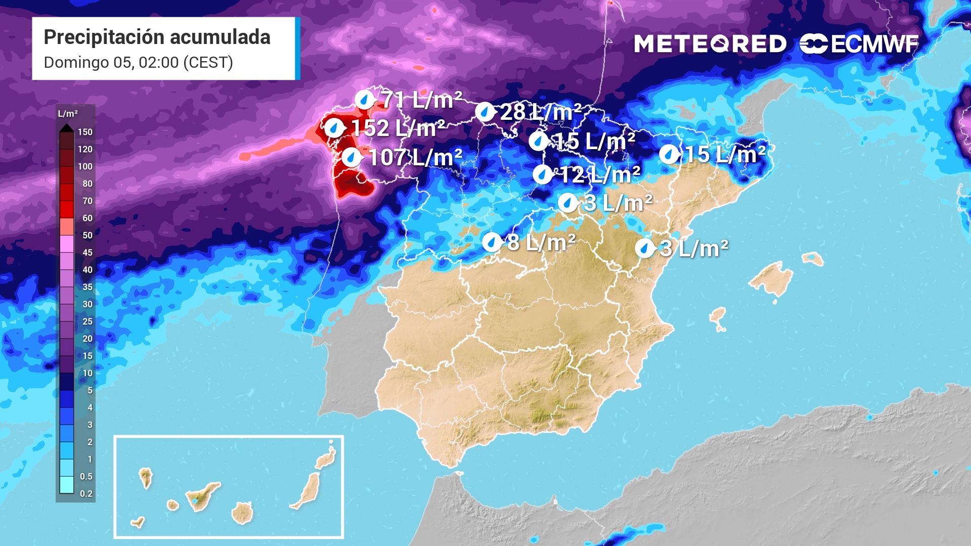 Mañana un río atmosférico impactará en la Península y dejará muchos litros  de lluvia en estas zonas