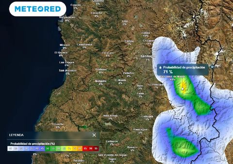 Lluvia débil llegaría a la Región Metropolitana este feriado