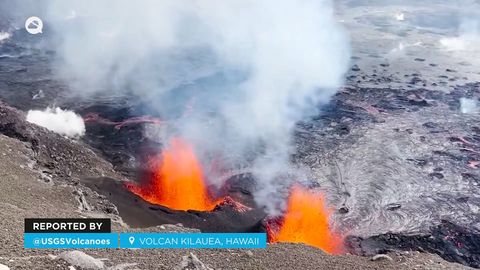 Impresionantes imágenes del volcán Kilauea en erupción con dos fuentes de lava