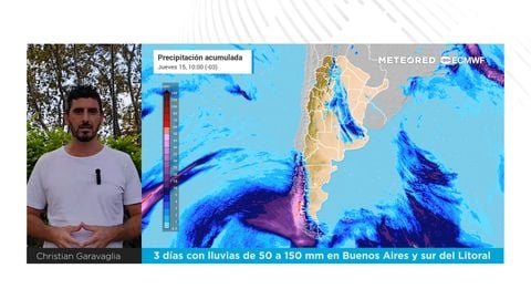 Llegan 3 días con lluvias de 50 a 150 mm en Buenos Aires y sur del Litoral