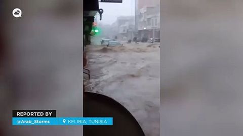 ¡La borrasca Inés provoca graves inundaciones en Kelibia, Túnez! Las lluvias torrenciales han causado daños muy importantes en varias regiones.