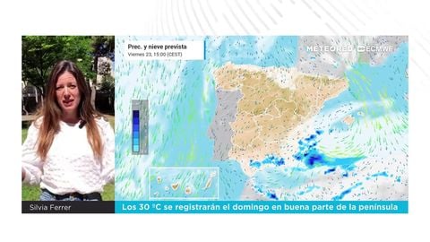Ascenso térmico durante el fin de semana registrando 30 ºC el domingo en buena parte de la península.