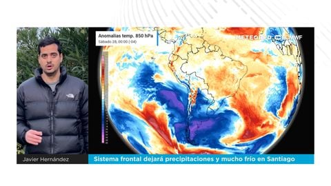 Sistema frontal dejará precipitaciones y mucho frío en Santiago