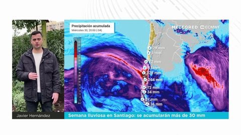 Semana lluviosa en Santiago: se acumularán más de 30 mm