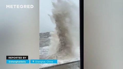 Der Taifun „Comay“ trifft Shanghai, China. Mehr als 280.000 Menschen wurden vorsorglich evakuiert