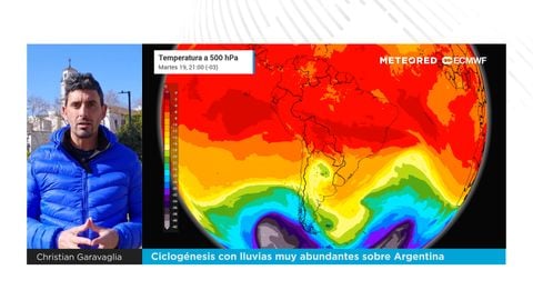 Ciclogénesis con lluvias muy abundantes sobre Argentina
