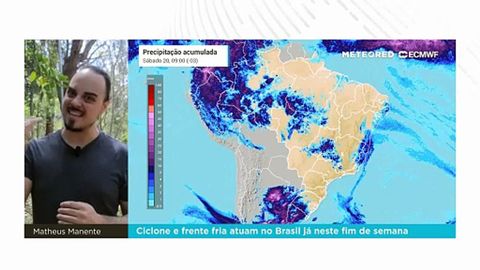 Ciclone e frente fria atuam no Brasil já neste fim de semana