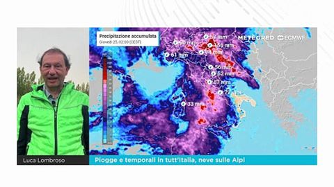 Il meteorologo Lombroso conferma in diretta la svolta autunnale: piogge e temporali in tutt’Italia, neve sulle Alpi