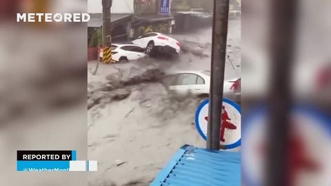 Un gran deslizamiento de tierra en un río causa estragos en Hualien, Taiwan