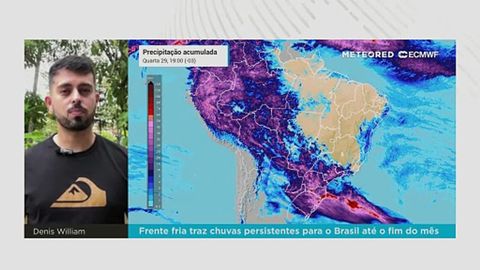 Frente fria traz chuvas persistentes para o Brasil até o fim do mês