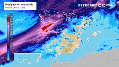 Lluvias de más de 50 l/m2 en varias provincias