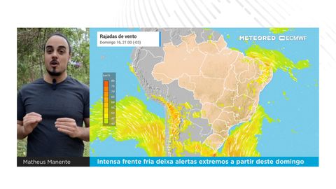 Intensa frente fria deixa alertas extremos a partir deste domingo