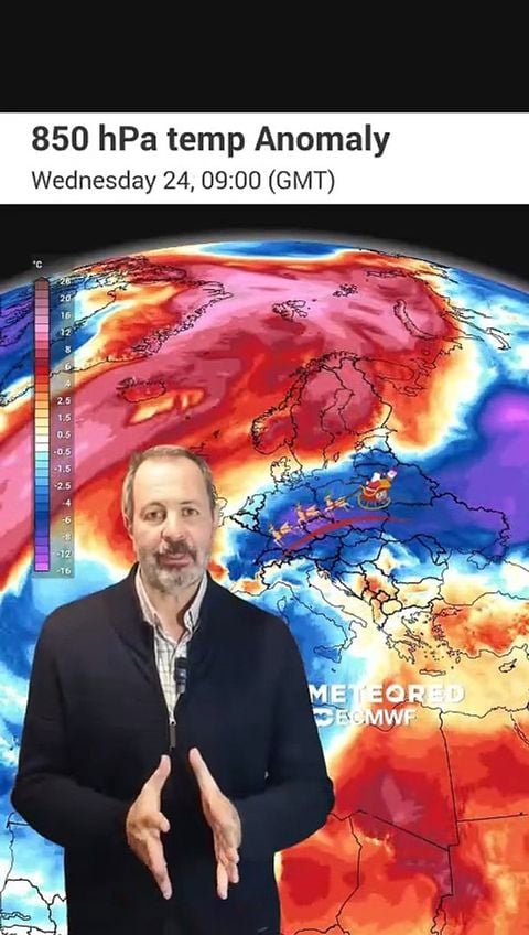 Meteored ofrece a Papá Noel el pronóstico para la noche del 24 de diciembre