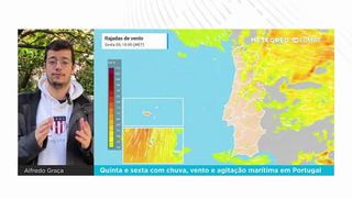 Quinta e sexta com chuva, vento e agitação marítima em Portugal
