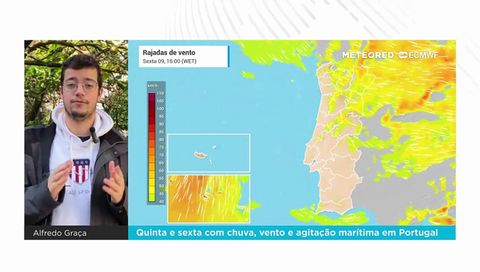 Quinta e sexta com chuva, vento e agitação marítima em Portugal