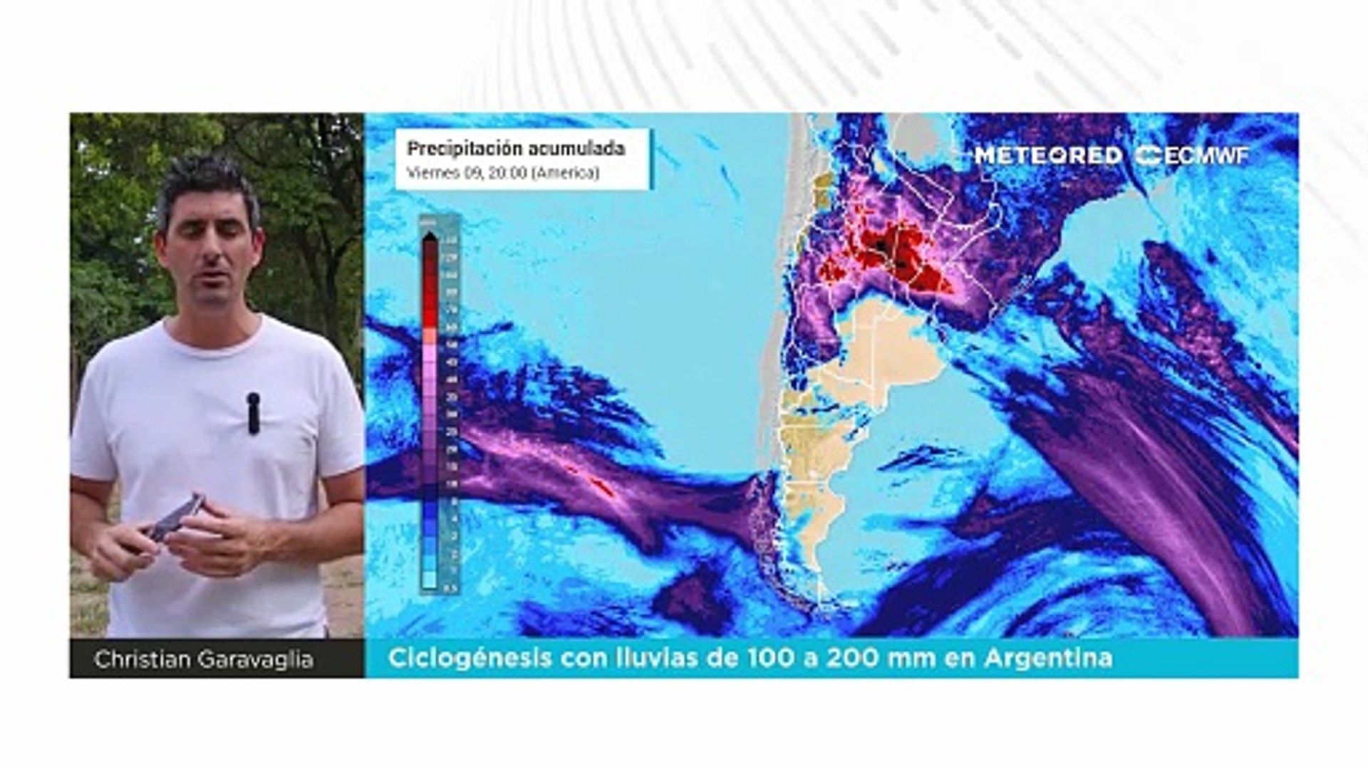 Ciclogénesis con lluvias de 100 a 200 mm en Argentina